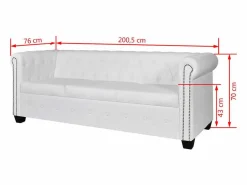 Discount Clicnbuy Sofá Chesterfield de 3 plazas cuero sintético Blanco