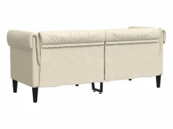 New Clicnbuy Sofá chesterfield de 2 plazas tela Crema