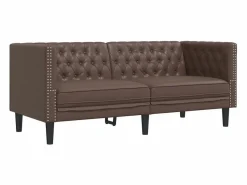 Clicnbuy Sofá Chesterfield de 2 plazas cuero artificial marrón