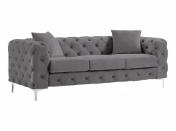 New Sofá Chesterfield de 3 plazas de terciopelo antracita y patas de metal EDWINA Sofás Chesterfield
