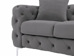 New Sofá Chesterfield de 3 plazas de terciopelo antracita y patas de metal EDWINA Sofás Chesterfield