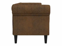New Clicnbuy Sofá Chesterfield de 3 plazas tela marrón Marru00f3n