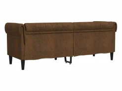 New Clicnbuy Sofá Chesterfield de 3 plazas tela marrón Marru00f3n