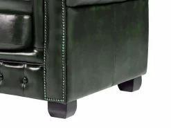 LINEA SOFA Sofá chesterfield de 4 plazas 100% piel Verde BRENTON