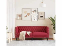 Hot Clicnbuy Sofá Chesterfield de 2 plazas cuero artificial tinto Rojo
