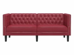 Hot Clicnbuy Sofá Chesterfield de 2 plazas cuero artificial tinto Rojo