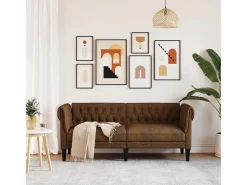 Online Sofá chesterfield de 2 plazas tela marrón Sofás Chesterfield