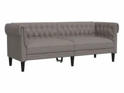 Outlet Sofá Chesterfield de 3 plazas tela gris taupe Sofás Chesterfield