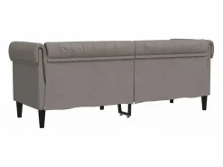 Outlet Sofá Chesterfield de 3 plazas tela gris taupe Sofás Chesterfield