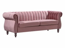 Sale Vente-unique Sofá chesterfield de 3 plazas de terciopelo rojo viejo TRUMBO Rosa palo