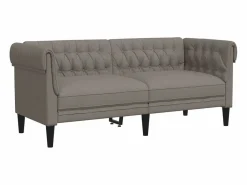 Clicnbuy Sofá Chesterfield de 2 plazas tela gris taupe