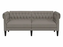 Clicnbuy Sofá Chesterfield de 2 plazas tela gris taupe