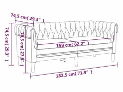Clicnbuy Sofá Chesterfield de 2 plazas tela gris taupe