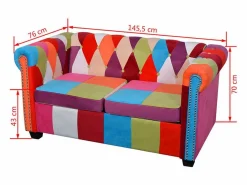 Discount vidaxl Sofá Chesterfield de 2 plazas tela Multicolor