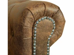 Clicnbuy Sofá Chesterfield de 3 plazas cuero sintético marrón