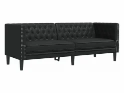 Online Clicnbuy Sofá Chesterfield de 3 plazas cuero artificial Negro