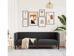Online Clicnbuy Sofá Chesterfield de 3 plazas cuero artificial Negro