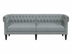 vidaxl Sofá Chesterfield de 3 plazas tela claro