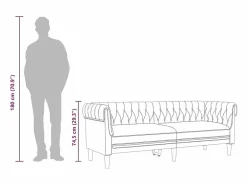 vidaxl Sofá Chesterfield de 3 plazas tela claro