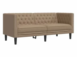 Clicnbuy Sofá Chesterfield de 2 plazas cuero artificial marrón capuchino