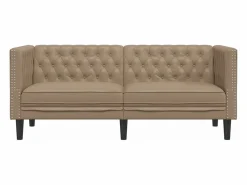 Clicnbuy Sofá Chesterfield de 2 plazas cuero artificial marrón capuchino
