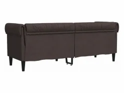 Clicnbuy Sofá Chesterfield de 3 plazas tela marrón oscuro