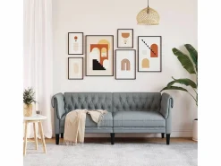 Outlet Clicnbuy Sofá Chesterfield de 2 plazas tela claro Gris