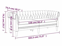 vidaxl Sofá Chesterfield de 2 plazas lino
