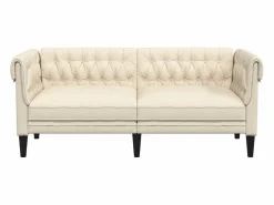 vidaxl Sofá Chesterfield de 2 plazas lino