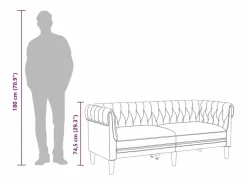 vidaxl Sofá Chesterfield de 2 plazas lino
