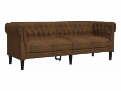 Online vidaxl Sofá Chesterfield de 3 plazas tela marrón Marru00f3n