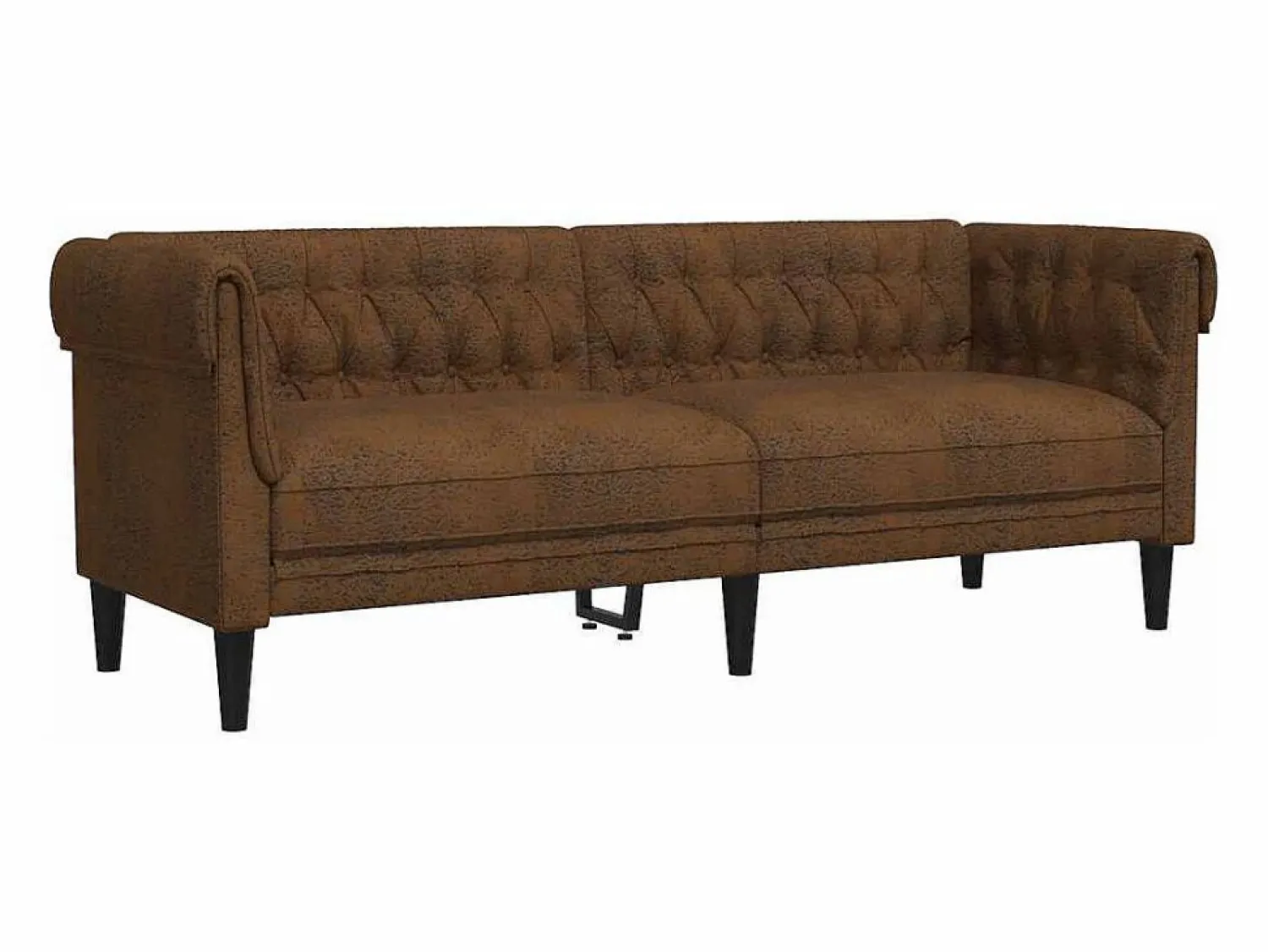 Online vidaxl Sofá Chesterfield de 3 plazas tela marrón Marru00f3n