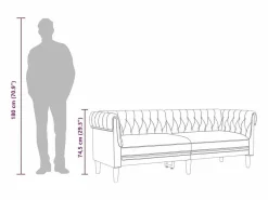 Online vidaxl Sofá Chesterfield de 3 plazas tela marrón Marru00f3n