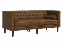 Discount Sofá Chesterfield de 2 plazas piel de ante sintético marrón Sofás Chesterfield