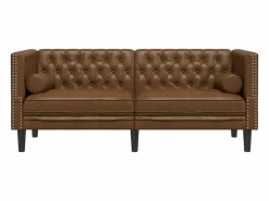 Discount Sofá Chesterfield de 2 plazas piel de ante sintético marrón Sofás Chesterfield