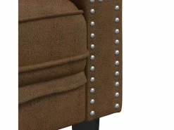 Discount Sofá Chesterfield de 2 plazas piel de ante sintético marrón Sofás Chesterfield