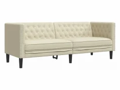 Clearance Sofá Chesterfield de 3 plazas cuero artificial blanco Sofás Chesterfield|Sofás De Piel Sintética