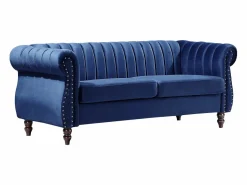 Best Sofá chesterfield de 3 plazas de terciopelo Azul real TRUMBO Sofá De Terciopelo|Sofás Chesterfield