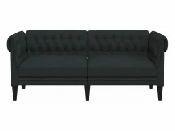 Clearance vidaxl Sofá Chesterfield de 2 plazas tela Negro
