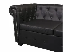 Clicnbuy Sofá Chesterfield de esquina 5 plazas de cuero artificial