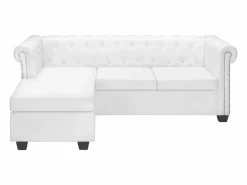 Clicnbuy Sofá Chesterfield en forma de L cuero sintético