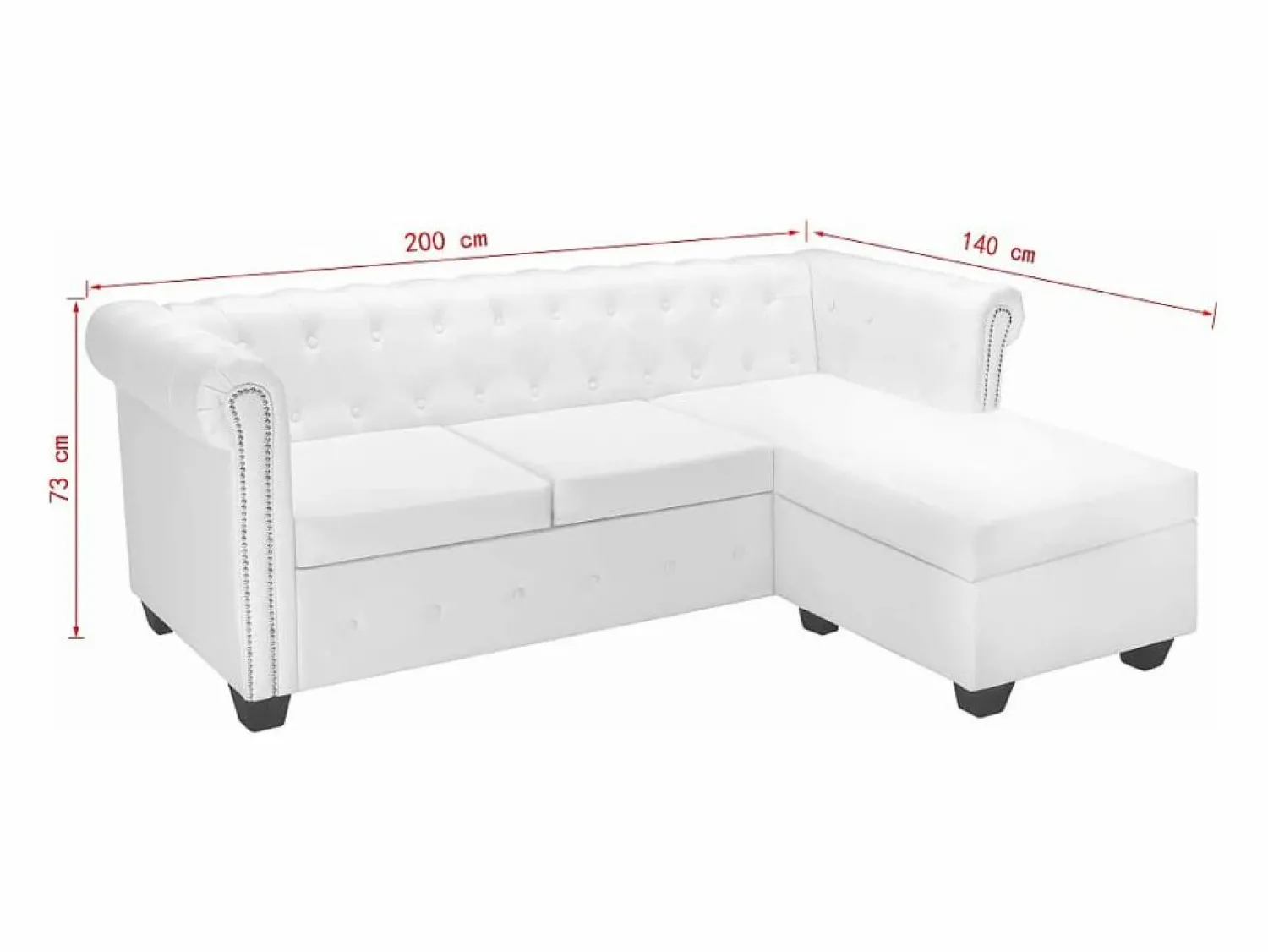 Outlet Sofá Chesterfield en forma L cuero artificial Sofás Chesterfield