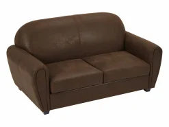 Best Vente-unique Sofá club de 3 plazas VICTORY III en microfibra con efecto cuero envejecido Marru00f3n