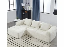 Hot Sofá cónvertible de esquina en tejido Chenille - 3 plazas - con 3 cojines - - 250x158x60cm Sofá Rinconera