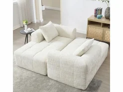 Hot Sofá cónvertible de esquina en tejido Chenille - 3 plazas - con 3 cojines - - 250x158x60cm Sofá Rinconera