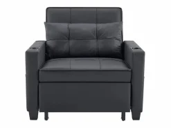 Clearance Sofá compacto extensible compacto móvil pies de plástico ideal para espacios pequeños madera y metal Negro