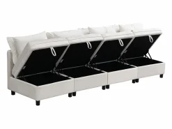 Clearance Sofá componible Diseno modular Movimiento facil Cajones ocultos bajo asiento Confort ortopedico Chenilla Beige