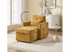 Online Sofá con 2 bolsillos laterales y espacio de almacenamiento - Tela de chenilla - Amarillo Sofás Chesterfield