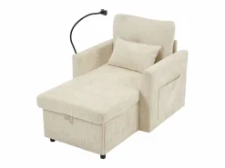 Outlet Sofá con 2 bolsillos laterales y espacio de almacenamiento - Tela de chenilla - Sofás Chesterfield