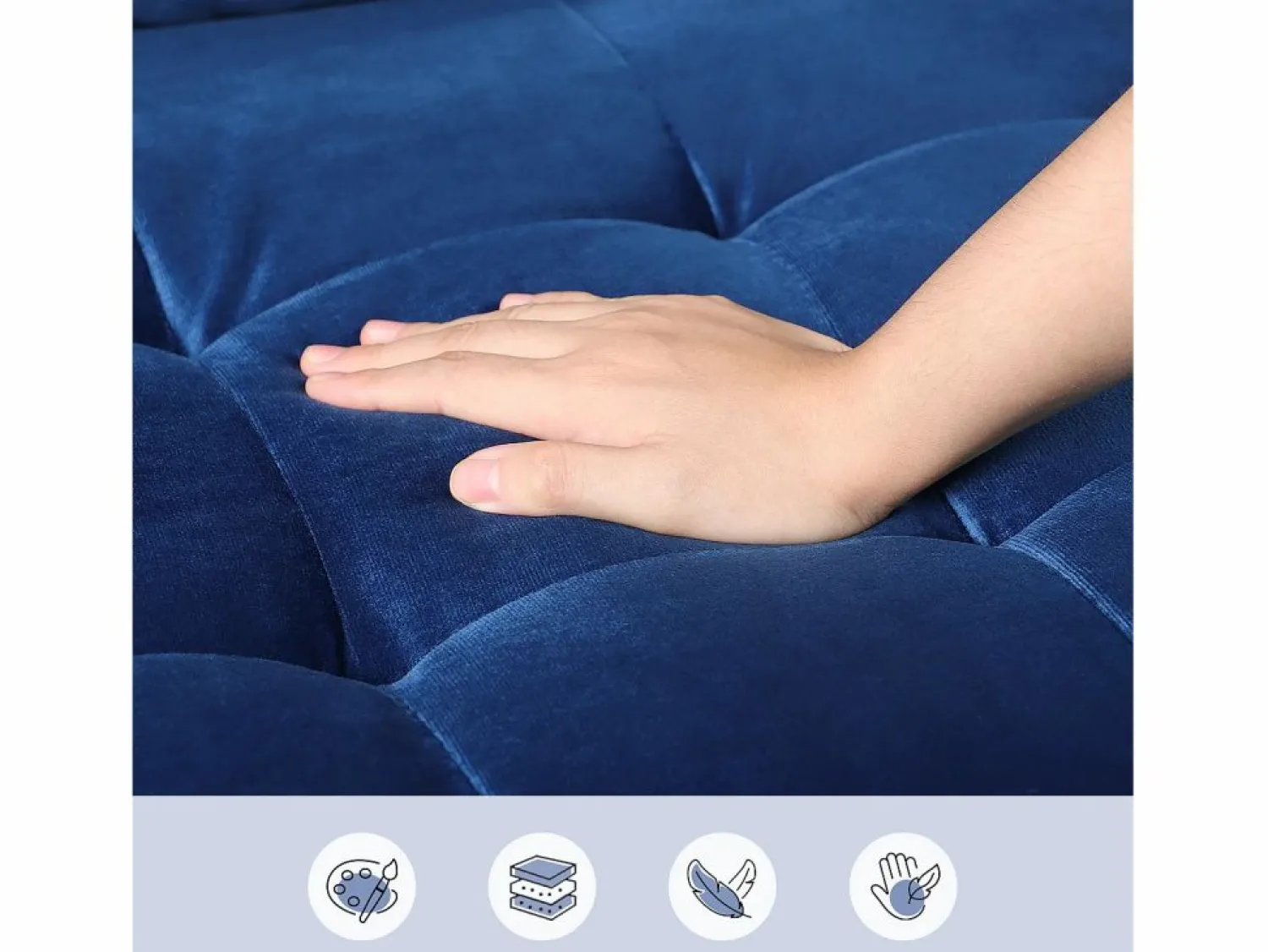 Clearance DripeX Sofá con 2 escandinavos 2 asientos, mini sofá de sillón en terciopelo de loveseat, sillón de sala de estar con reposabrazos, 121x77x87cm - Azul